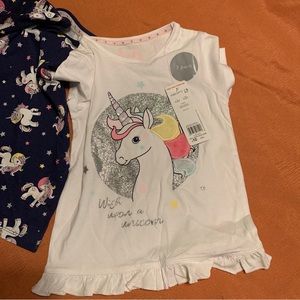 F & F Kids Made For You 3 Pack NEW Size 5-6 Unicorn Pink White